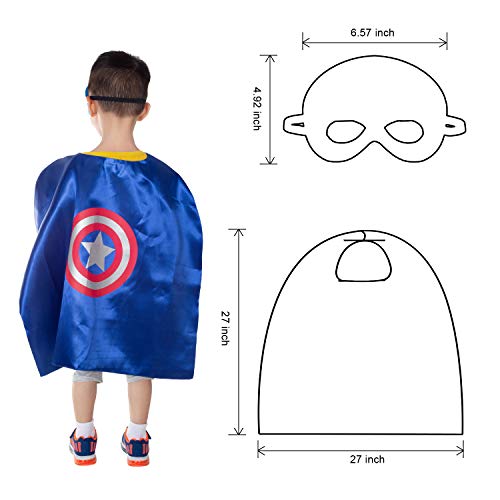 AMASKY Superhero Dress Up Costume Set, Double-Sided Satin Capes with Felt Masks for Kids