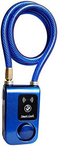 Bluetooth Keyless Smart Cable Lock for Bike Bicycle Motorcycle Gate Door with Anti Theft Alarm 110db Phone APP Control Blue