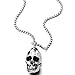 COOLSTEELANDBEYOND Large Stainless Steel Skull Pendant Necklace for Men High Polished with 30 Inches Wheat Chain