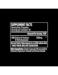 Suplemento VMI Sports HMB, máxima fuerza 1000 mg por porción, 90 cápsulas, mejora la síntesis de...