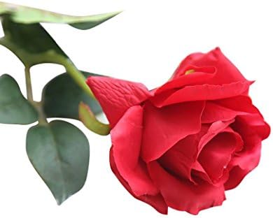 Leqiao(TM) Artificial Fake Silk Roses Flower Bridal Bouquet Wedding Party Home Decor (Red)