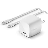Belkin BoostCharge USB C 30W GaN Wall Charger w/ Power Delivery - iPhone Charger Fast Charging - USB C Charger for MacBook Pr