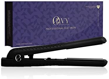 Envy Professional 1.25 Ceramic Ionic Flat Iron Hair Straightener Fast Heating Time Includes Professional Comb and Heat Resistant Travel Case Worldwide Dual Voltage 110v - 220v (Black) by Envy Beauty