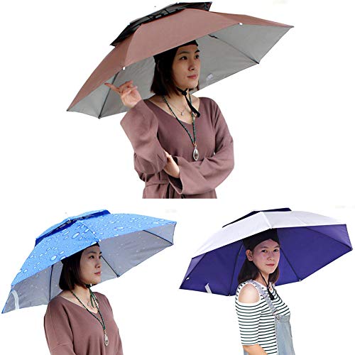 SDGDFXCHN Doppelschichtiger faltbarer Regenschirm, Kopfbedeckung, Regenschutz, Angelkappe – Bild 4