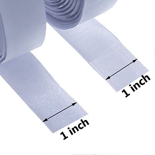 Hook & Loop, Tape Roll Self Adhesive Velcro Strips Sticky Back Fastener, 1In x 41Feet (1 in - White)