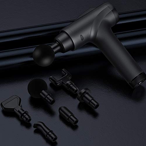 GINNO 30 Speed Massage Gun Deep Tissue Percussion Muscle Massagers Handheld Electric Body Massager Cordless Rechargeable Fascia Gun with 6 Heads for Relieving Muscle Pain, Soreness, and Stiff