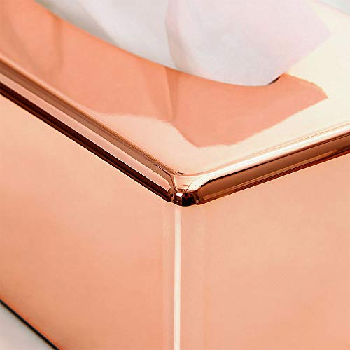 ORZ Rectangle Facial Tissue Box Container Cover for Bathroom Vanity Countertops Napkin Tissue Holder- Rose Gold - Thumbnail 6