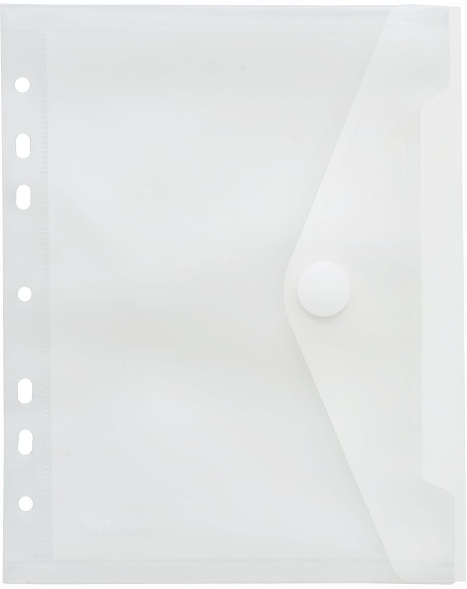 FolderSys 10 x Document Folders A5 Pwith Perforated Edge Velcro Fastening Colourless Matt