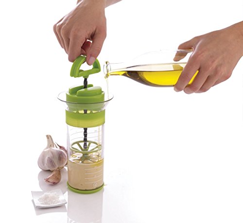 Mastrad Qwik Wisk - Universal Mixer With Non-Slip Silicone Grip - Mix and Measure Marinades, Salad Dressings, Frothy Drinks, And More