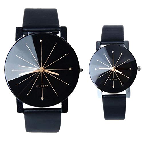 Lovers Couple Watch Men Women Quartz Clock PU Leather Dial Clock Leather Wrist Watch SAINW101