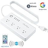 Smart Power Strip,ChiHope WiFi Surge Protector, 4-Outlets 4-USB Ports Works with Alexa,Google Home.