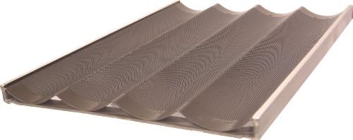 Magna Industries 11410-BP-TEF 4-Loaf Aluminum Baguette/French Bread Pan with Teflon Coating, 6-Pack