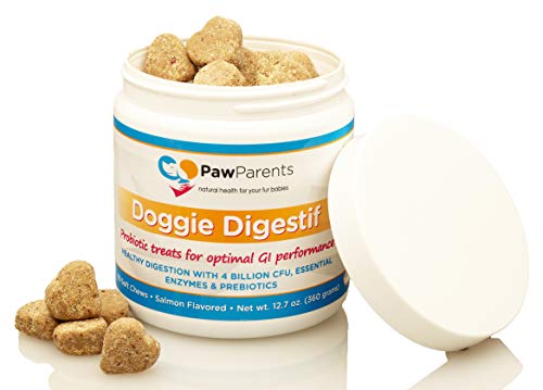PawParents Dog Probiotics Chewable | Natural Digestive Enzymes Dogs to Support Gut Immunity Health | Address Diarrhea, Relieve Gas, Provide Allergy Relief, Bad Breath Aid | 90 Chewable Treats