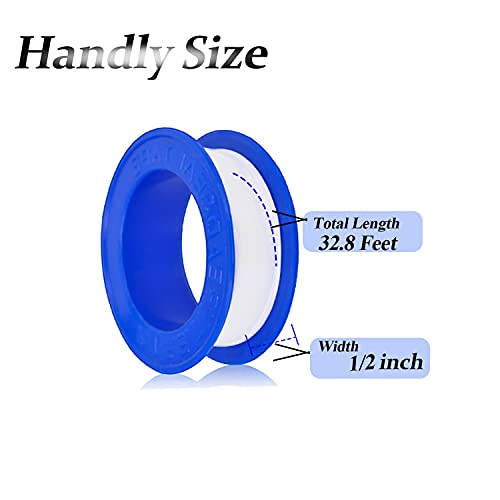 1/2 by 32.8 Feet Teflon Tape, 5 Rolls Plumbing Tape, Thread Seal Tapes