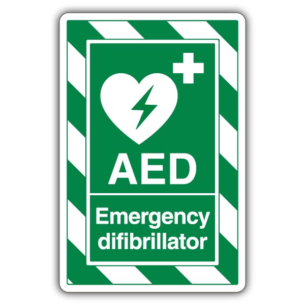 V Safety AED Emergency Defibrillator - ExtraViz 250 x 350 mm - 3mm Aluminium Composite Safety Sign