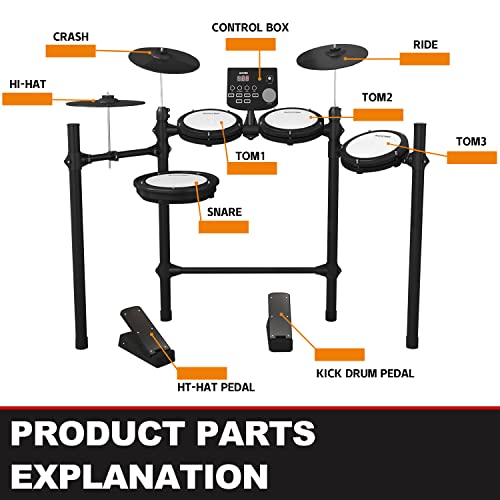 AODSK Electric Drum Set,Electronic Drum Kit For Kids With 195 Sounds