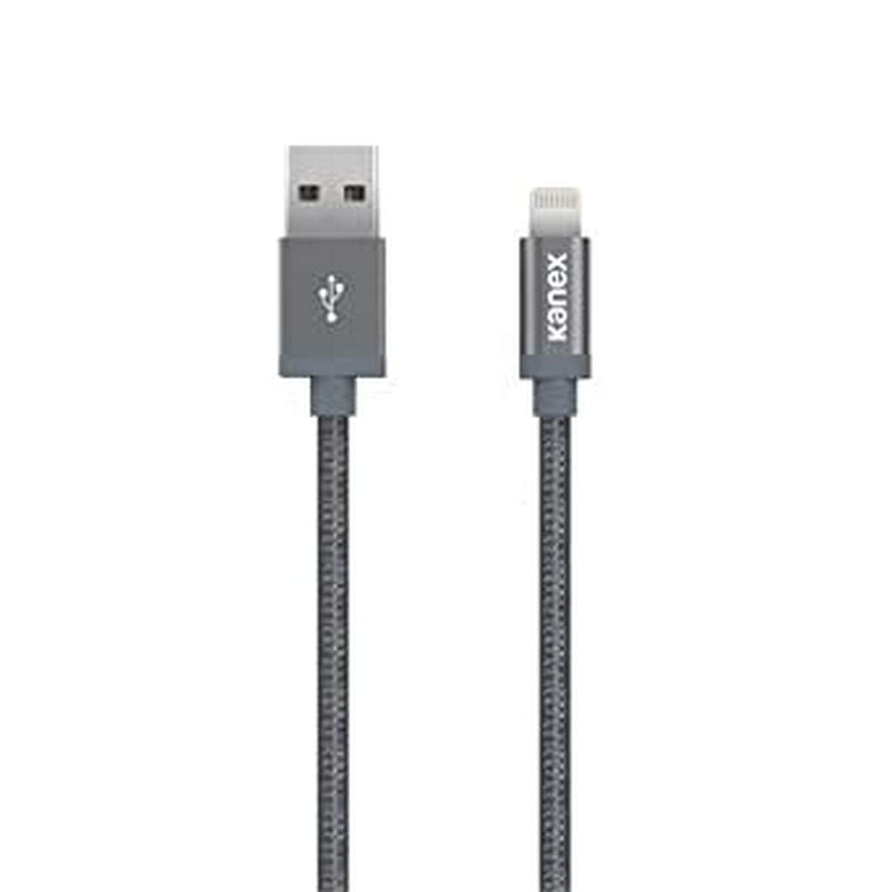 Kanexan Apple Certified Lightning to USB Cable with DuraBraid Fibre - Silver, 15 cm