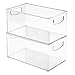 mDesign Bathroom Vitamin Storage Organizer Bin with Built-In Handles for Vitamins, Supplements, Serums, Essential Oils, Medical Supplies, First Aid Supplies - Clear