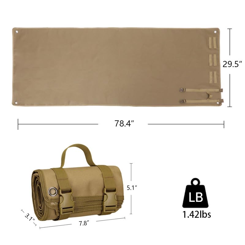 Wind Tour Tactical Shooting Mat - Waterproof Anti-Slip Camping Pad, Moisture-Proof Folding Picnic Blanket with Carry Strap, 29.5x78 Inch