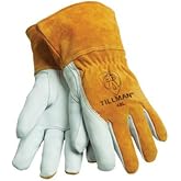 Tillman 48L Large Brown Top Grain Goatskin Fleece Lined Standard Grade MIG Welders Gloves with Straight Thumb, 3 1/2" Cuff, Kevlar Stitching and Elastic Back (1/PR)