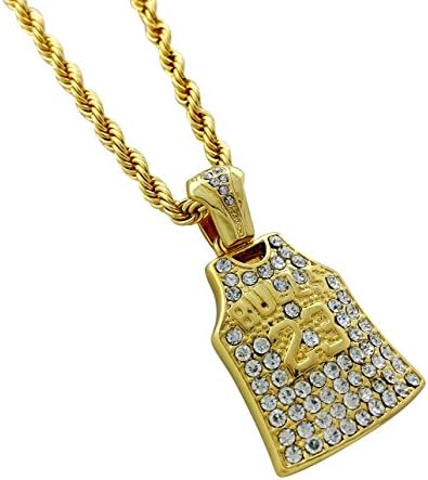 Iced Out Basketball Jersey 23 Pendant Necklace with 24" Rope Chain