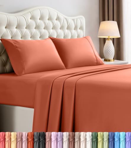 Utopia Bedding Beddengoedset voor queensize bed - 4-delig beddengoed - geborsteld microvezel - krimp- en kleurvast - gemakkelijk te onderhouden (queensize, terracotta oranje)