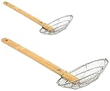 ChefLand 4-Inch And 6-Inch Asian Spider Skimmer Strainer With Bamboo Handle, Stainless Steel, Set Of 2