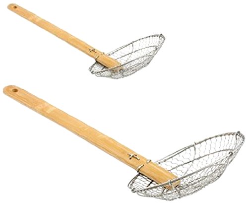 ChefLand 4-Inch And 6-Inch Asian Spider Skimmer Strainer With Bamboo Handle, Stainless Steel, Set Of 2