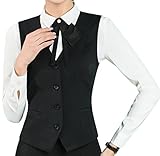 Vocni Women's Fully Lined 4 Button V-Neck Economy Dressy Suit Vest Waistcoat