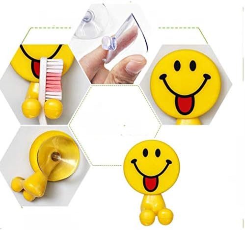 Elaco Smiley Face Toothbrush Holder,2PCS Cute Expression Sucker Toothbrush Holder Bathroom Cartoon Toothbrush Rack (Random)