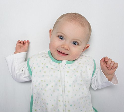 Amazing Baby Microfleece Sleeping Sack with 2-Way Zipper, Playful Dots, SeaCrystal, Small