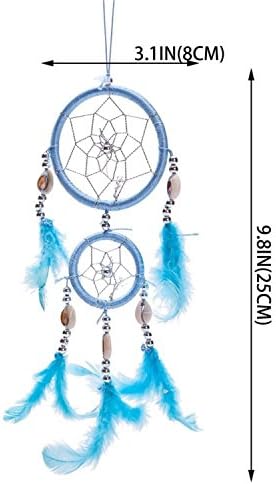 AP Shop, Handmade Blue Dream Catcher with feathers, car or wall hanging decoration ornament.