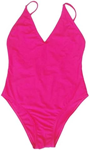 Blyent Womens Solid Strap Triangle V Neck Backless Tankini Bikini ROSEO US-S