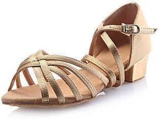 Kids' Satin Upper Latin Dance Shoes Sandals White Buckle(More Colors) , Gold , US13 / EU31 / UK12 Little Kids