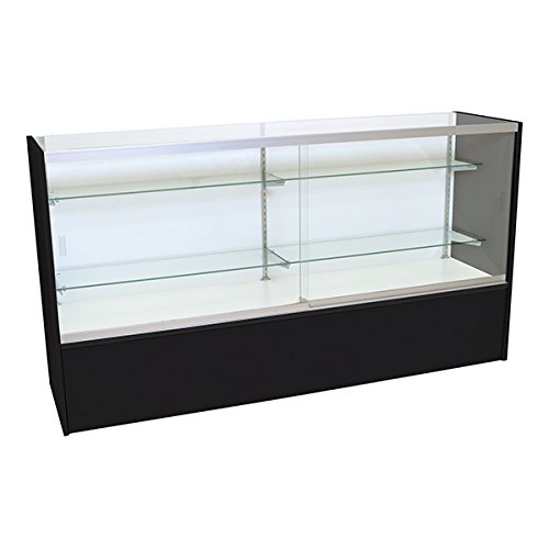 KC Store Fixtures 16205 Showcase, Front Opening, 38" Height, 70" Length, 18" Width, 2 Shelf, Glass, Black
