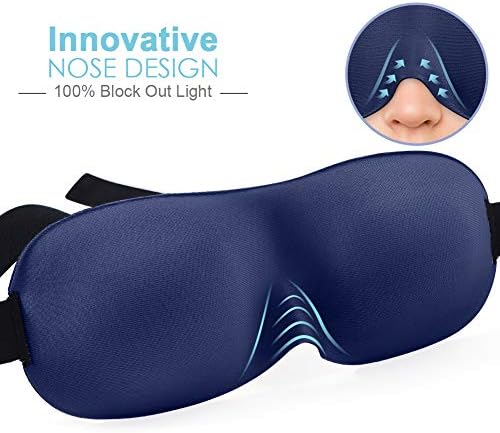 PaiTree Sleep Eye Mask, 2019 New Design Light Blocking Sleep Mask, Soft, Skin-Friendly Eye Mask for Sleeping, Zero-Pressure, Best Blinder for Travel/Sleeping/Shift Work/Meditation-Navy