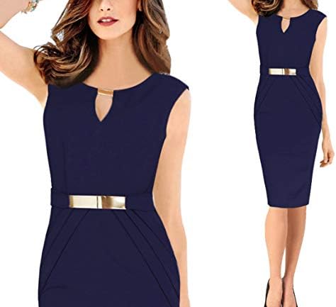 Women Vintage Sleeveless Wear to Work Business Cocktail Party Bodycon Dress