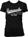 Sacramento, California, Est. 1848 Juniors T-shirt, NOFO Clothing Co. XL Black