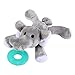 Evedy Pacifier Holder,Stuffed Elephant Pacifiers Baby Toys With Silicone Binky Teething Soother