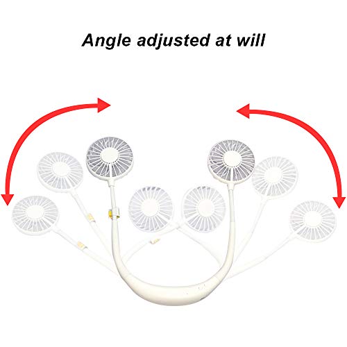 Portable Neck USB Fans - Battery Rechargeable with Colorful LED Light with 3 Speed Adjustable, 360 ° Free Rotation Hand Free Fan for Home Office Travel Sport Outdoor - Thumbnail 3