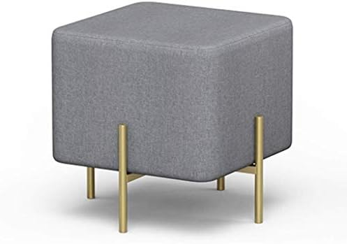 ZfgG Ottoman Footstools Burlap Stool Modern Small Creative Iron Sofa Stool Home Stool Clothing Fitting Room Change Shoe Bench Pedal,454542cm (Color : Gray, Size : 454542cm)