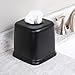 mDesign Square Metal Paper Facial Tissue Box Cover Holder for Bathroom Vanity Countertops, Bedroom Dressers, Night Stands, Home Office, Desks, Tables - Black