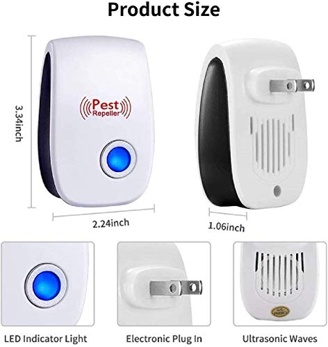 Niidor Ultrasonic Pest Repeller, 6 Packs Pest Repellent Plug in, Ultrasonic Pest Control, Indoor for Home, Bedroom, Living Room, Kitchen, Bathroom, Office, Warehouse