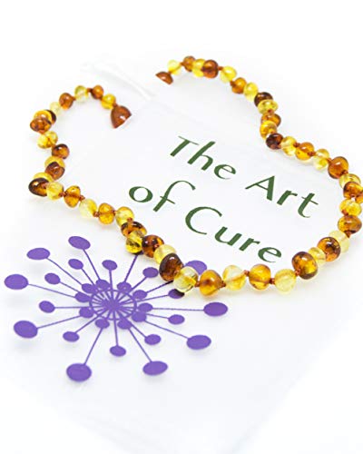 The Art of Cure Original Baltic Amber Teething Necklace- Polished Organic & Handmade (1x1) for boy or girl - 12.5 Inches size - Thumbnail 3