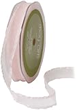 May Arts 5/8-Inch Wide Ribbon, Pink Sheer with Ruffle Edge