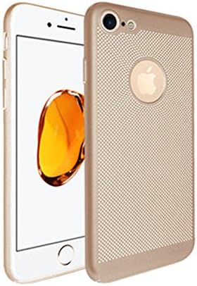 iPhone 7 4.7 Protective Case ,JINRUNHU Radiating Ultra Thin Full Wrapped DIY Reticulated Shells Slim Hard PC Case Breathable Non Slip Anti-Fingerprint Back Cover For Apple 4.7 Inch [Gold]