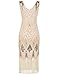 PrettyGuide Women 1920s 1920s Gatsby Vintage Sequin Art Deco Cocktail Flapper Dress S Gold Beige