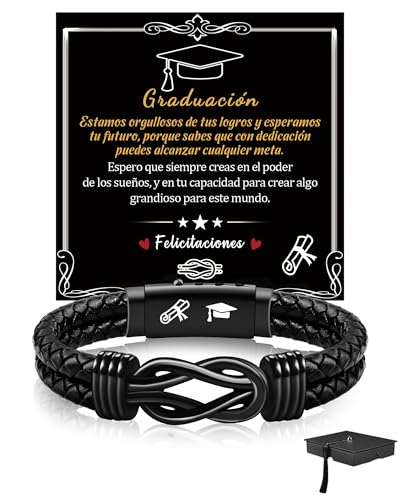 SUNSH Original Gifts for Men Son Brother, Bracelet Man Brother Son Teenagers, Leather Bracelet with Infinity Knot, Birthday Gift Christmas Valentine's Day Graduation