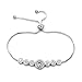 WeimanJewelry Round Cut CZ Cubic Zirconia Crystal Bridal Adjustable Chain Bracelet for Women (Silver)