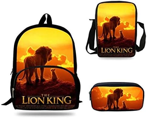 16inch Child Schoolbags Girls Mochila Cartoon Amnimals Bag The Lion King Backpack for Boys Teenagers Rucksack 3 Set,7J0176